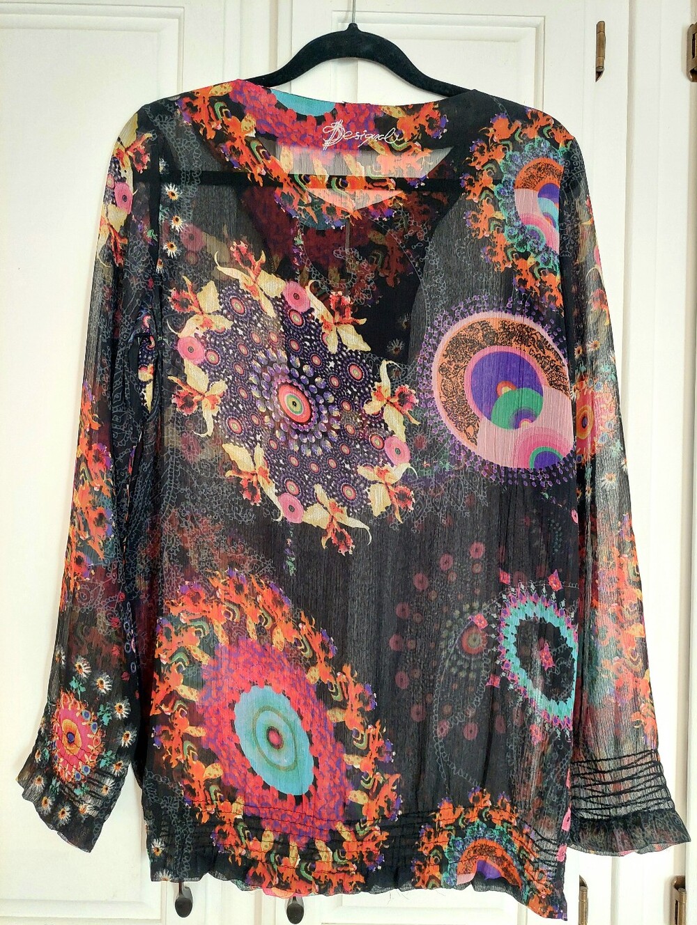 Desigual Semi-Sheer Mandala Print Chiffon Tunic Blouse Size M/L - Picture 3 of 13